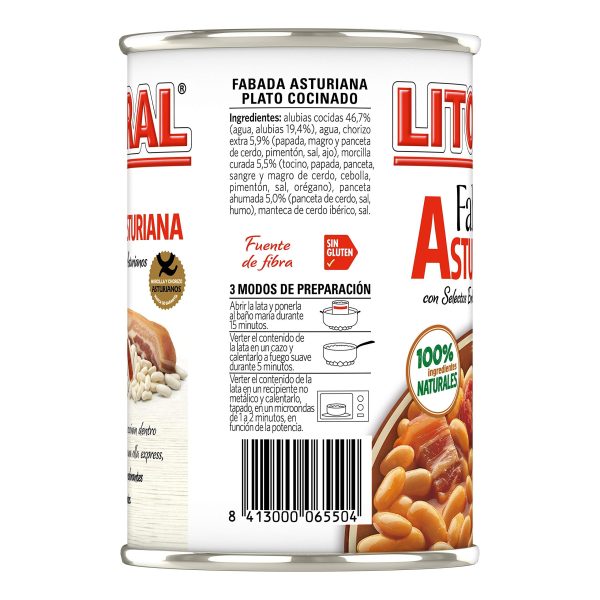 Litoral Fabada Asturiana - Plato Preparado Sin Gluten - 1 x 420 g Embalaje Deteriorado (Cad: 31 10 2027) For Discount