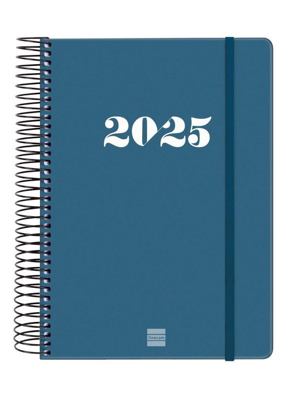 Finocam - Agenda Espiral My 2025 1 Día Página Enero 2025 - Diciembre 2025 (12 meses) Azul Español Embalaje Deteriorado For Discount