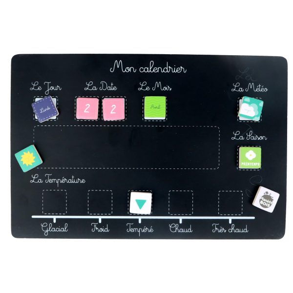 (Idioma Francés) - PLANÈTE BOIS Tableta Pizarra Magnética Calendario Montessori, 43 Piezas, Multicolor, Madera, 27 cm x 18 cm, A Partir de 3 años Embalaje Deteriorado For Cheap