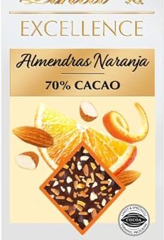 Lindt Chocolate EXCELLENCE PASSION NARANJA ALMENDRA - Chocolate Negro 70% con Naranja y Almendra, Tableta de Chocolate Puro, Aromático y Extrafino Embalaje Deteriorado (Cad: 30 06 2025) Online Sale