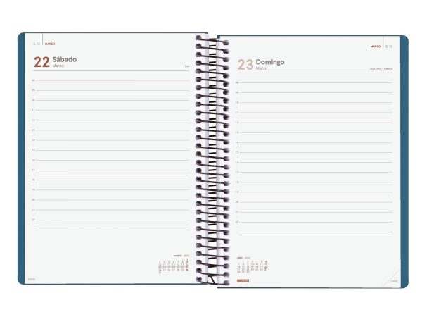 Finocam - Agenda Espiral My 2025 1 Día Página Enero 2025 - Diciembre 2025 (12 meses) Azul Español Embalaje Deteriorado For Discount